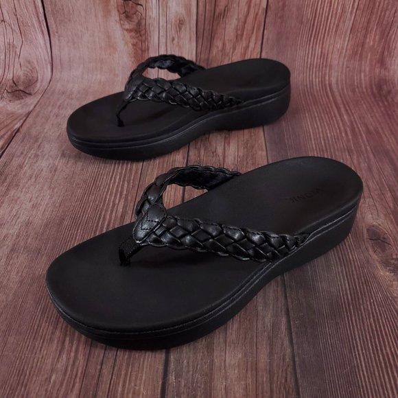 Vionic Shoes - Vionic Kenji Womens 9.5 Black Platform Comfort Braided Flip Flop Thong Sandals